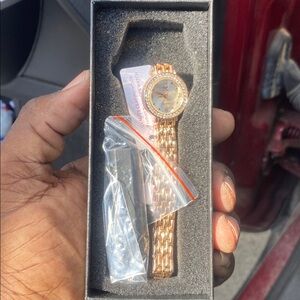OPK Stylish Gold Watch with Crystal Details
